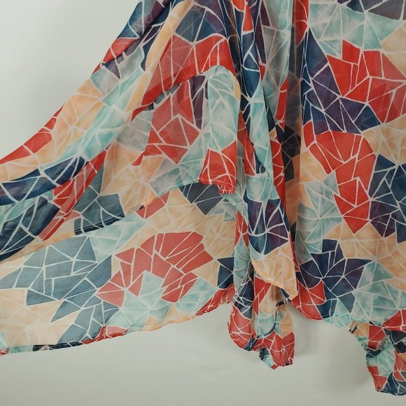 BCBG Asymmetrical Ruffled Sheer Kimono Halter Top (No Sleeve Openings) Sz XS - Picture 3 of 15